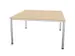 Vergadertafel 74x140x140cm vierkant 4voeten Buis Aluzilver Ne-esdoorn