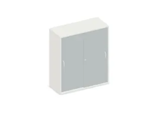Schuifdeurkast 1150x1000x430mm Romp Wit Decor Front Lichtgrijs - 1