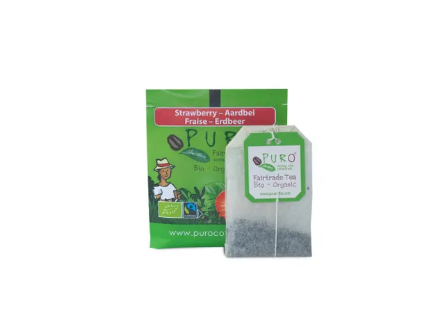 Puro thee Aardbei zwarte thee Fairtrade 25 zakjes