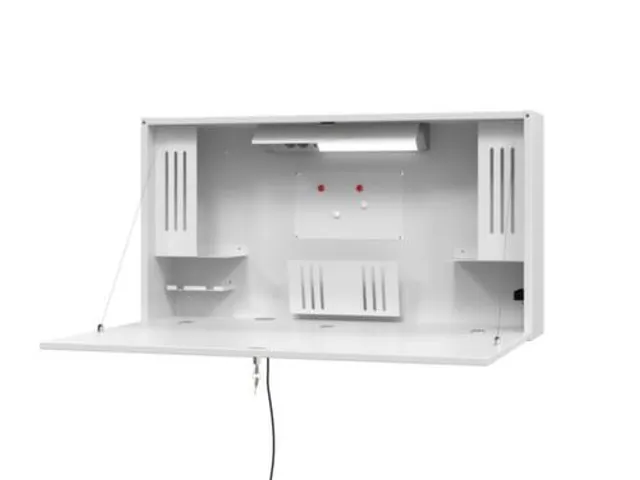 wandbureau,in-/uitklapbaar,HxBxD 650x1200x260mm,blad wit,romp wit