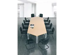 vergadertafel HxBxD 72x160x52cm trapezium Lichtgrijs 4voeten Alu