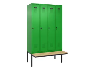 locker met bank,voor scheiding van kleding,HxBxD 2120x1200x815mm,4vak - 2
