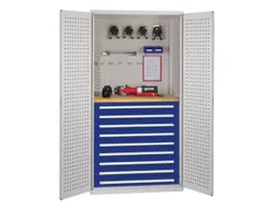 werkplaatskast,HxBxD 1950x1000x600mm,0xStalen bodem,9lade(n),RAL5010
