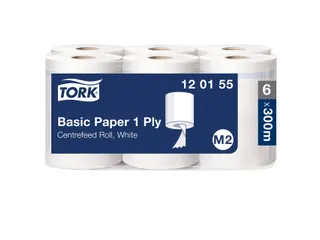 Poetsrol Tork M2 Centerfeed 120155 1-laags 20cmx300m 6 Rollen wit - 1