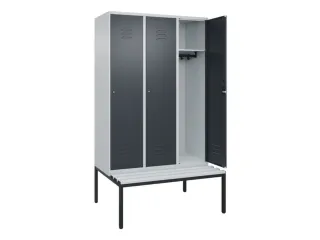 locker met bank,HxBxD 2120x1200x815mm,3vak,vak B 400mm,cil.-slot - 2