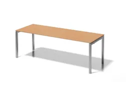 bureau HxBxD 740x2200x800mm blad beuken 4-voeten zilverkleurig