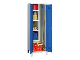 Schoonmaakkast HxBxD 1850x600x500mm Klink Poten RAL7035 Front RAL5010 - 3