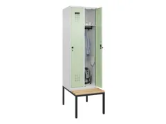 locker met bank,HxBxD 2120x600x815mm,2vak,vak B 300mm,draaigrendel