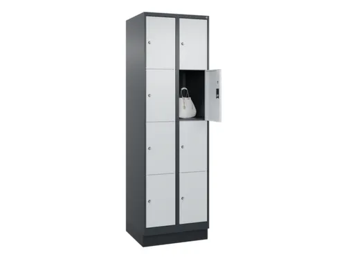 lockerkast,HxBxD 1950x600x500mm,2x4vakken,vak B 300mm,cil.-slot,sokkel