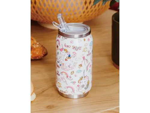 Thermosbeker Les Artistes Paris blik 280ml Unicorn Ivory met Rietje