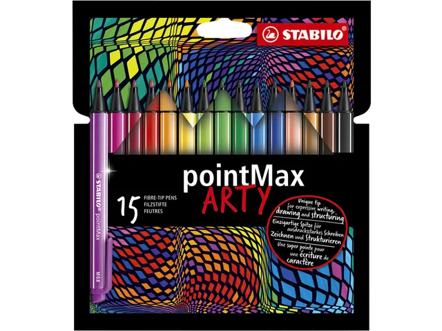 Viltstift STABILO pointMax 488/15 Arty medium assorti etui 15 stuks