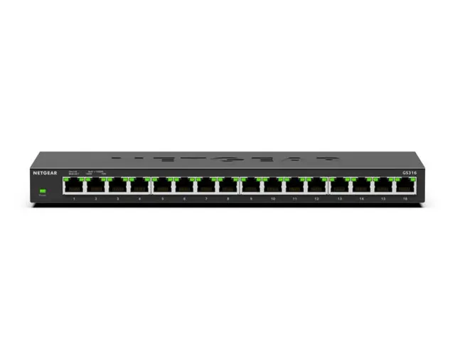 NETGEAR GS316, Unmanaged, L2, Gigabit Ethernet (10/100/1000), Ophangsy