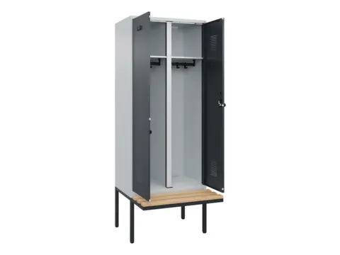 locker met bank,voor scheiding van kleding,HxBxD 2120x800x815mm,2vak