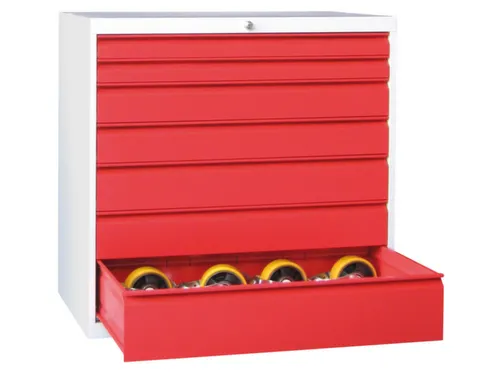ladekast,HxBxD 1000x1023x600mm,7lade(n),RAL7035,front RAL3000