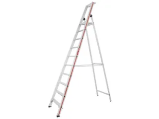 trapladder,eenzijdig,10treden,stand H 2,32m,balk L 3,2m,aluminium - 1
