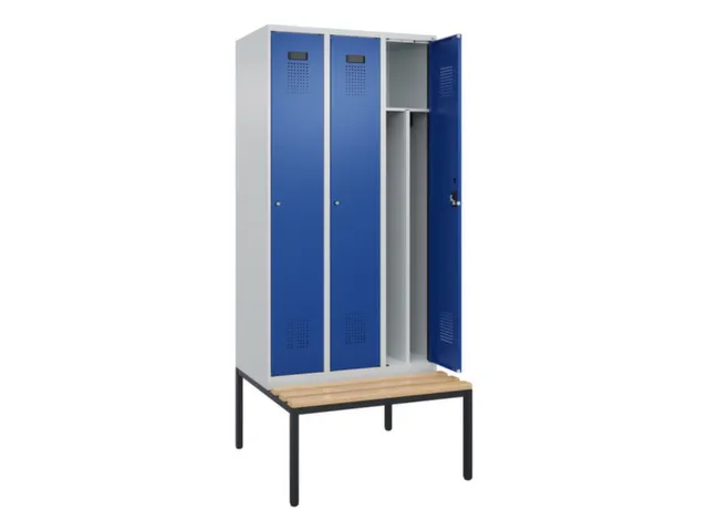locker met bank,voor scheiding van kleding,HxBxD 2120x900x815mm,3vak