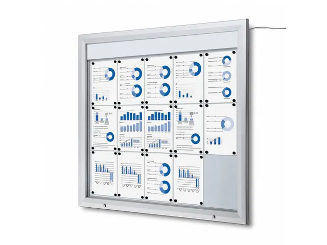 Outdoor mededelingenbord 15x A4 met logopaneel LED verlicht