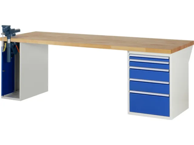 werkbank,HxBxD 890x2500x900mm,beukblad,draagverm. 750kg,2containers