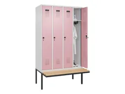 locker met bank,HxBxD 2120x1200x815mm,4vak,vak B 300mm,draaigrendel