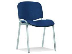Bezoekersstoel,4Voeten Ovale Buis Verchroomd,Zitting Stof Blauw