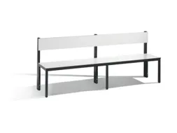 omkleedbank,HxLxD 796x2000x407mm,HPL wit,frame staal RAL7021,leuning