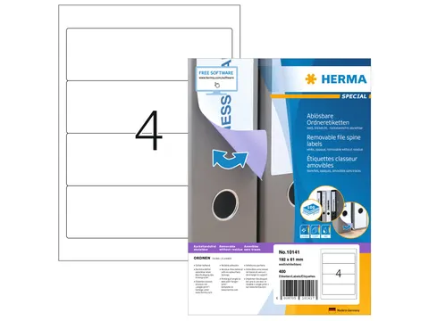 HERMA 10141 Rugetiket breed 192x61mm Verwijderbaar Wit 400 stuks