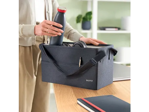 Leitz Hot Desking Stoffen opbergtas Fluweel Grijs 35,5x21x20cm