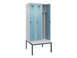 locker met bank,voor scheiding van kleding,HxBxD 2120x900x815mm,3vak
