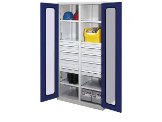 Materiaalkast Scheidingswand 1950x1000x600mm 6legborden 8laden Ral5010 - 1
