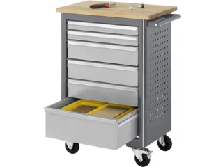 werkbank,HxBxD 950x675x450mm,beukblad,draagverm. 450kg,4-voet/4wielen - 2