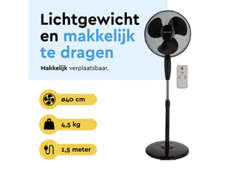 Statiefventilator BRASQ met remote Ø 40cm zwart - 8