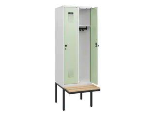 locker met bank,HxBxD 1950x600x815mm,2vak,vak B 300mm,draaigrendel - 1