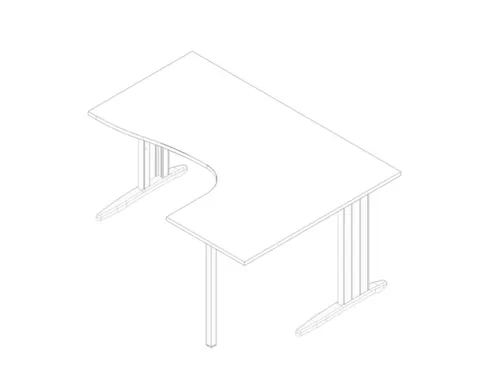hoek-bureau,HxBxD 730x1600x1200mm,blad wit,verdieping rechts