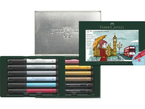 Tekenstift Faber-Castell Pitt Artist Pen Brush set 12 stuks London