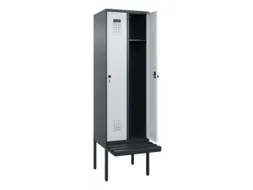 locker met bank,HxBxD 2120x600x815mm,2vak,vak B 300mm,draaigrendel
