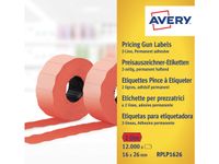 prijstangetiketten Avery permanent 16x26mm rood 10 rol in doos