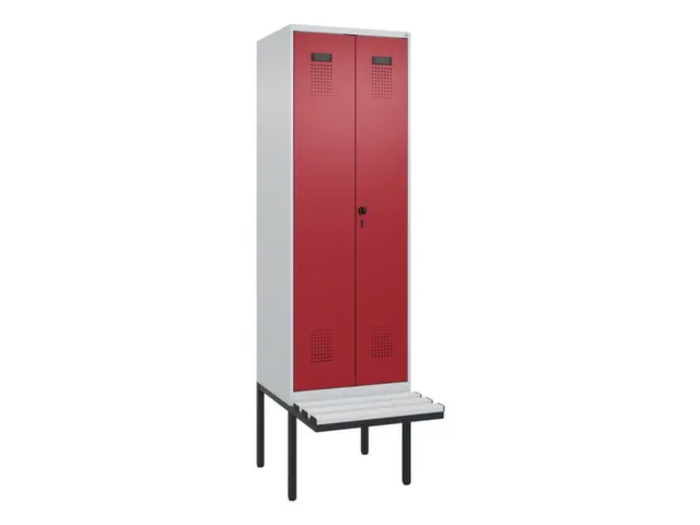 locker met bank,voor scheiding van kleding,HxBxD 2120x600x815mm,2vak