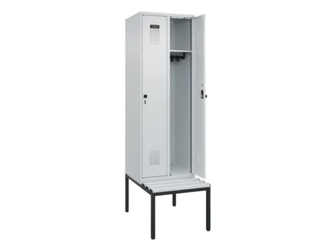 locker met bank,HxBxD 2120x600x815mm,2vak,vak B 300mm,draaigrendel