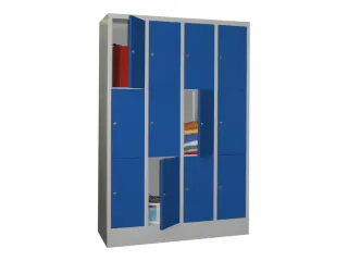 lockerkast,HxBxD 1850x1200x500mm,4x3vakken,RAL7035,front RAL5010 - 2