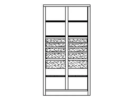 systeemkast,HxBxD 1950x1040x630mm,6xStalen bodem,RAL7035,front RAL7016
