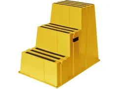 opstapje,bordes H 700mm,3treden m. antislipmatten,HDPE,geel