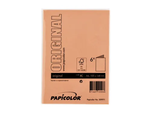 Correspondentiekaart Papicolor dubbel 105x148mm oranje pak à 6 stuks