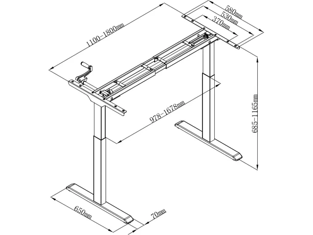 Verstelbaar Zit-Sta Bureau Frame Slinger Wit 180 cm