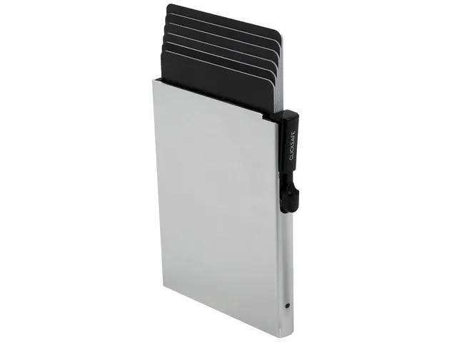 Pasjeshouder Clicksafe RFID aluminium zilver voor 6 pasjes