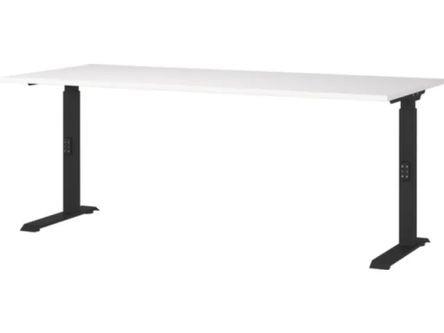 In hoogte verstelbaar bureau,HxBxD 680-910x1800x800mm,blad wit