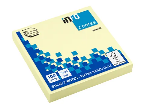 Z-notes 75x75mm geel blok a 100 vel