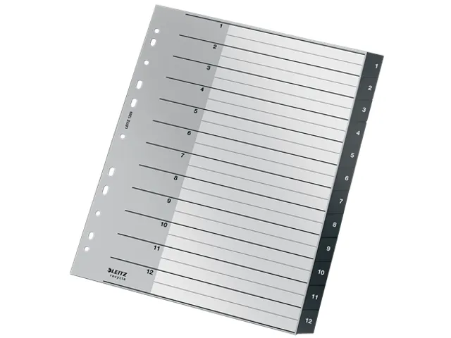 Tabblad Leitz Recycle A4 11-gaats 1-12 extra breed PP