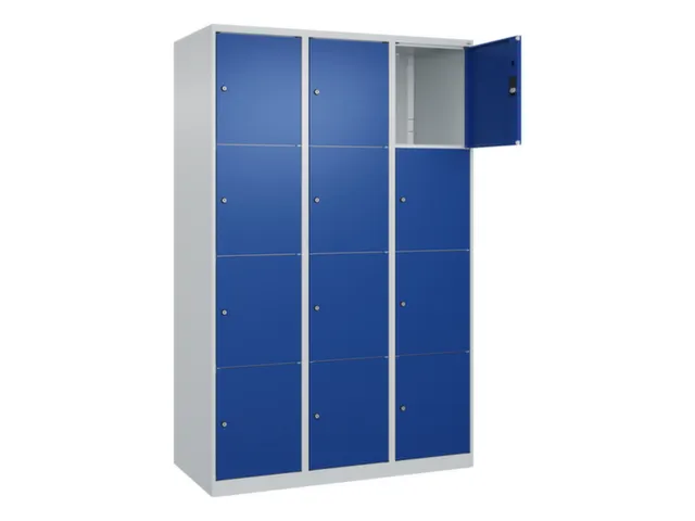 lockerkast,HxBxD 1850x1200x500mm,3x4vakken,vak B 400mm,cil.-slot