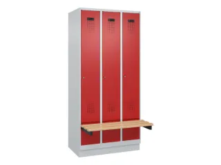 locker met bank,HxBxD 1950x900x815mm,3vak,vak B 300mm,cilinderslot - 2