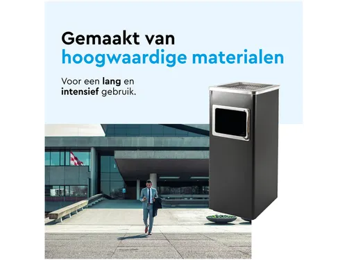 Afvalbak met asbak BRASQ 16 liter AT600 zwart